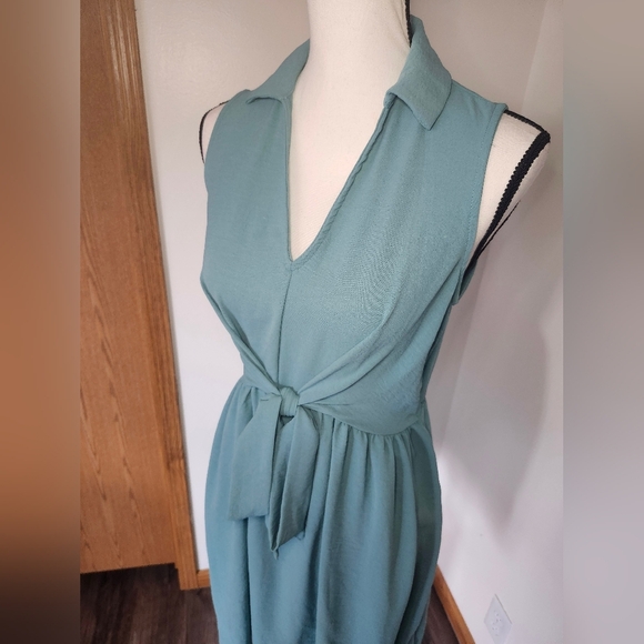 143 Story by Line Up Teal Mini Tie Sleeveless Dress - Picture 2 of 4